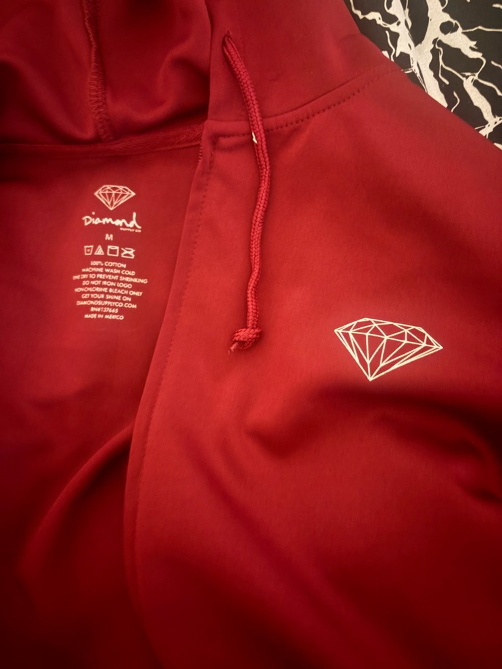 Diamond Supply Co. Maroon Pullover Hoodie with White Diamond Graphic